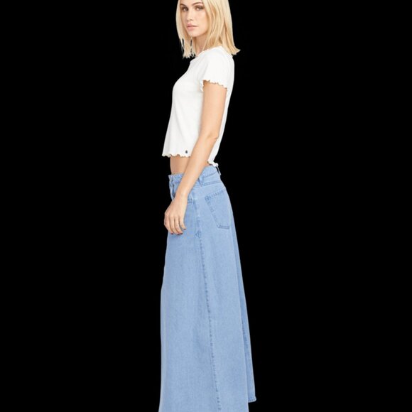 Volcom Women's Chill Trap Denim Blue Maxi-Skirt SIZE XS NEW - Picture 8 of 9
